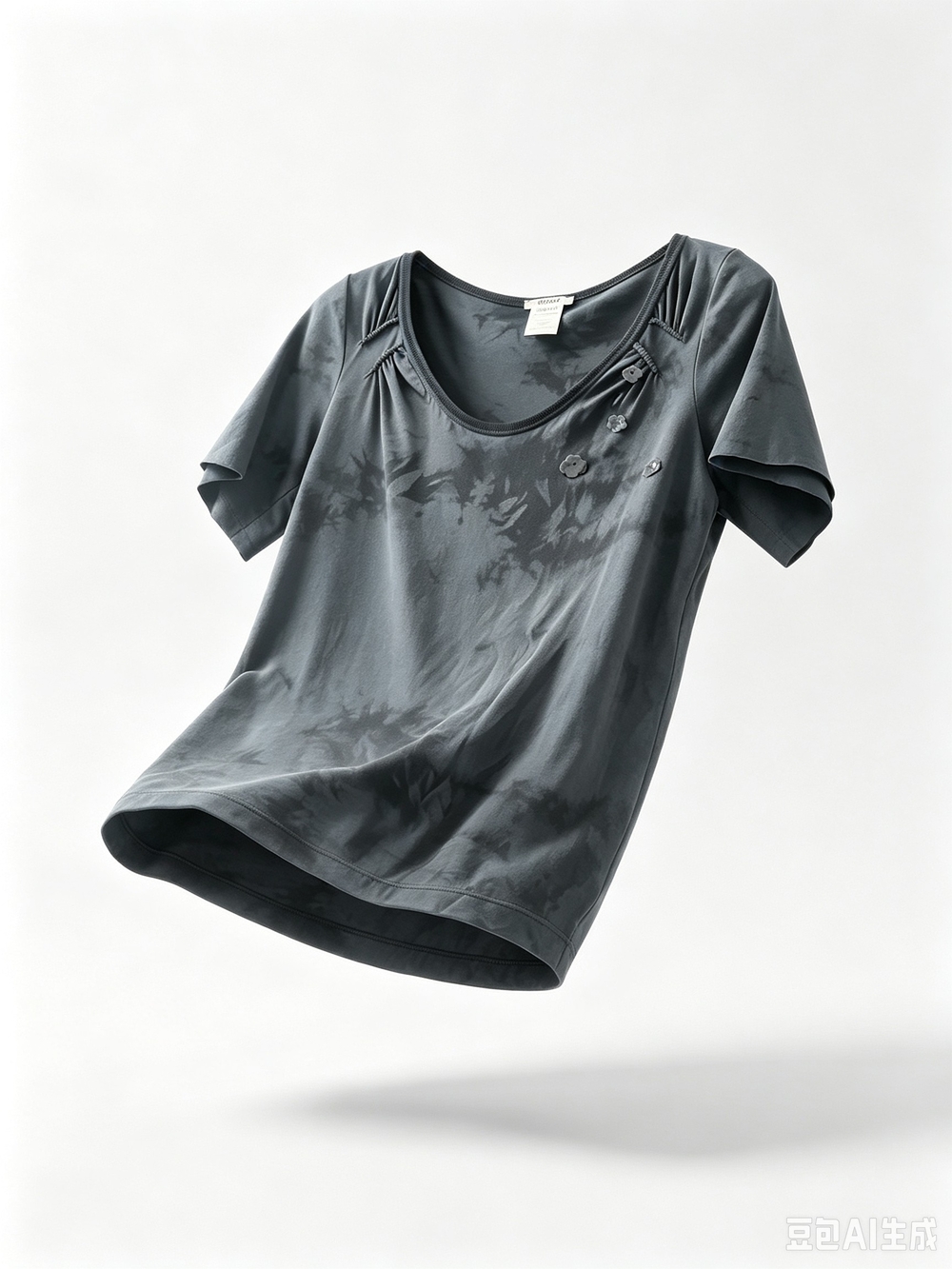 Chloe Slate Gray Short Sleeve Scoop Neck Top